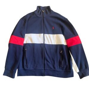 Polo Ralph Lauren Track Jacket XL Navy Red White Colorblock Zip - Please Read